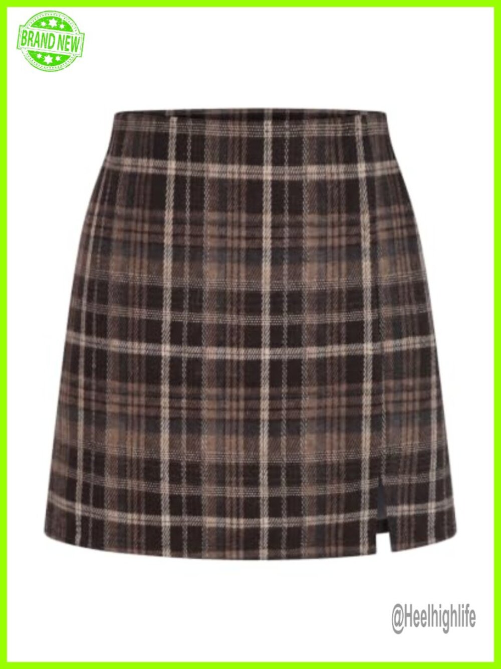 Women's Plaid Gingham Mini Skort High Waisted Side Slit Built-in Shorts